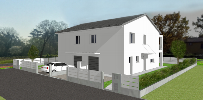 Seconda vista del progetto bifamiliare